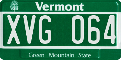 VT license plate XVG064