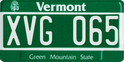 VT license plate XVG065