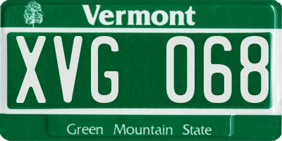 VT license plate XVG068