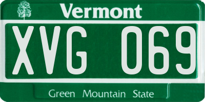VT license plate XVG069