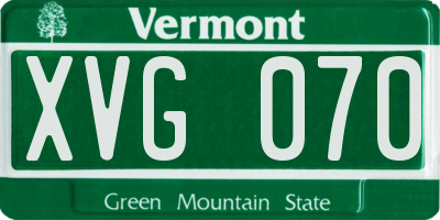VT license plate XVG070