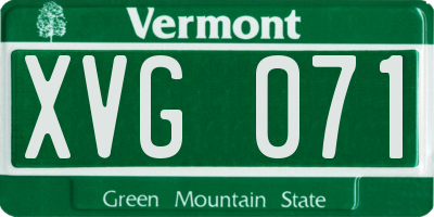 VT license plate XVG071