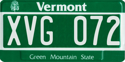 VT license plate XVG072