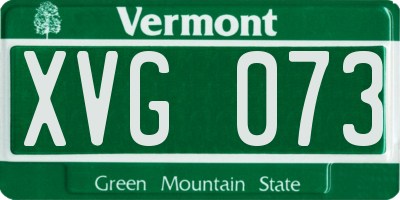 VT license plate XVG073