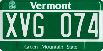 VT license plate XVG074