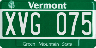 VT license plate XVG075