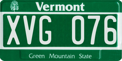 VT license plate XVG076