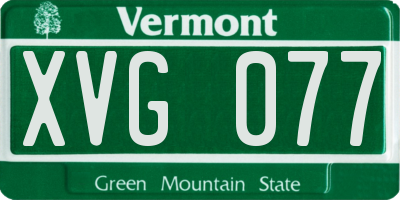 VT license plate XVG077