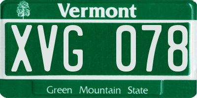 VT license plate XVG078
