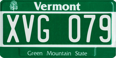 VT license plate XVG079