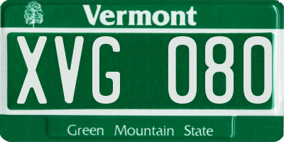 VT license plate XVG080