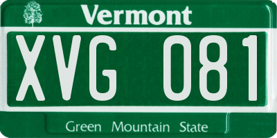 VT license plate XVG081