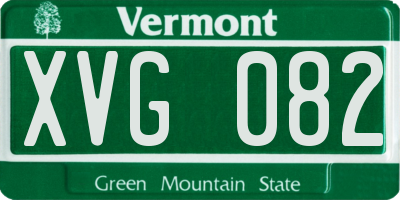 VT license plate XVG082