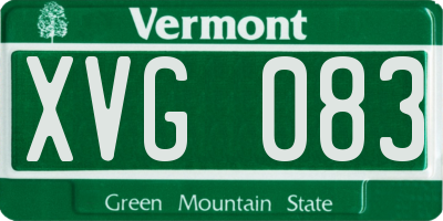 VT license plate XVG083