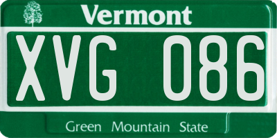 VT license plate XVG086