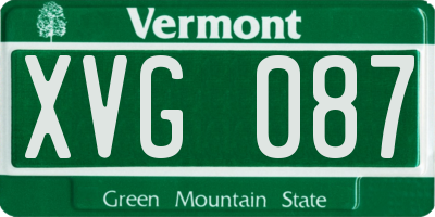 VT license plate XVG087