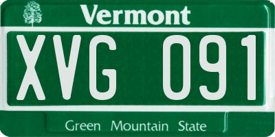VT license plate XVG091
