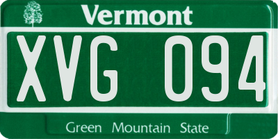 VT license plate XVG094