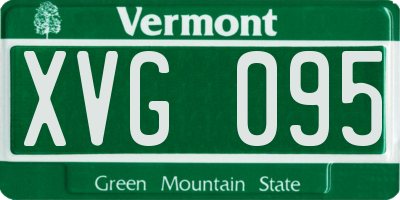 VT license plate XVG095