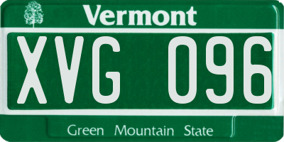 VT license plate XVG096