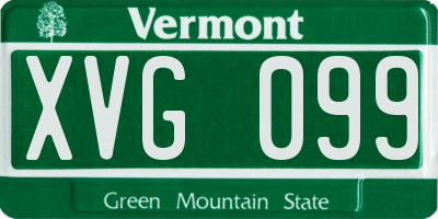 VT license plate XVG099