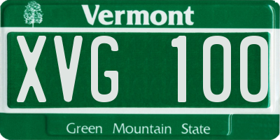 VT license plate XVG100