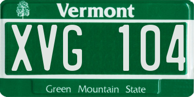 VT license plate XVG104
