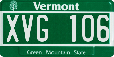 VT license plate XVG106