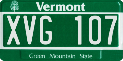 VT license plate XVG107