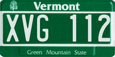 VT license plate XVG112