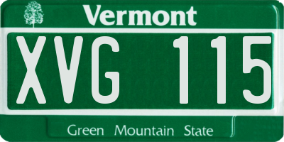 VT license plate XVG115