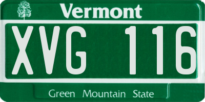 VT license plate XVG116