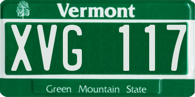 VT license plate XVG117