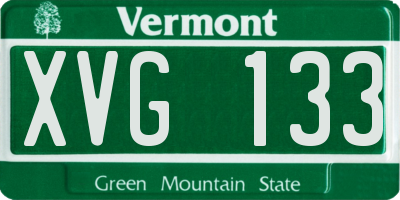 VT license plate XVG133