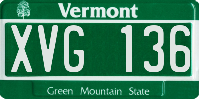 VT license plate XVG136