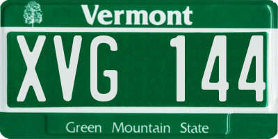 VT license plate XVG144