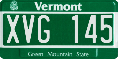 VT license plate XVG145