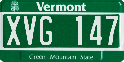 VT license plate XVG147