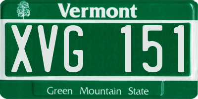 VT license plate XVG151