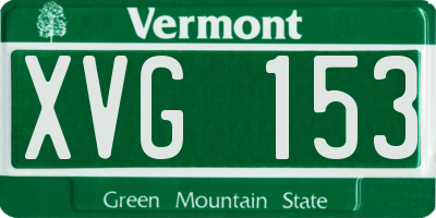 VT license plate XVG153