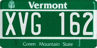 VT license plate XVG162
