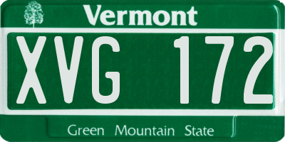 VT license plate XVG172
