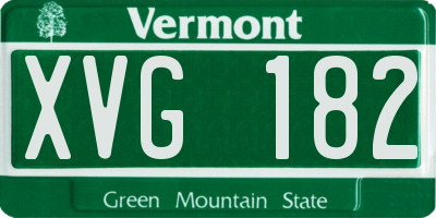VT license plate XVG182