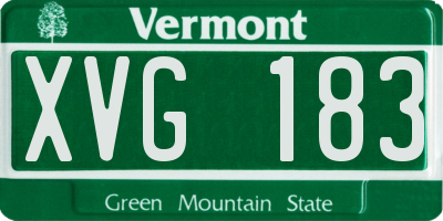 VT license plate XVG183