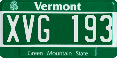 VT license plate XVG193