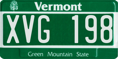 VT license plate XVG198