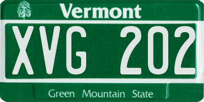 VT license plate XVG202
