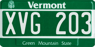 VT license plate XVG203