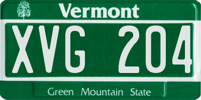 VT license plate XVG204