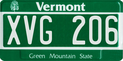 VT license plate XVG206